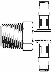 Made in USA T12-16PP Barbed Tube Branch Tee: 1" Barbs, 3/4" NPT Image