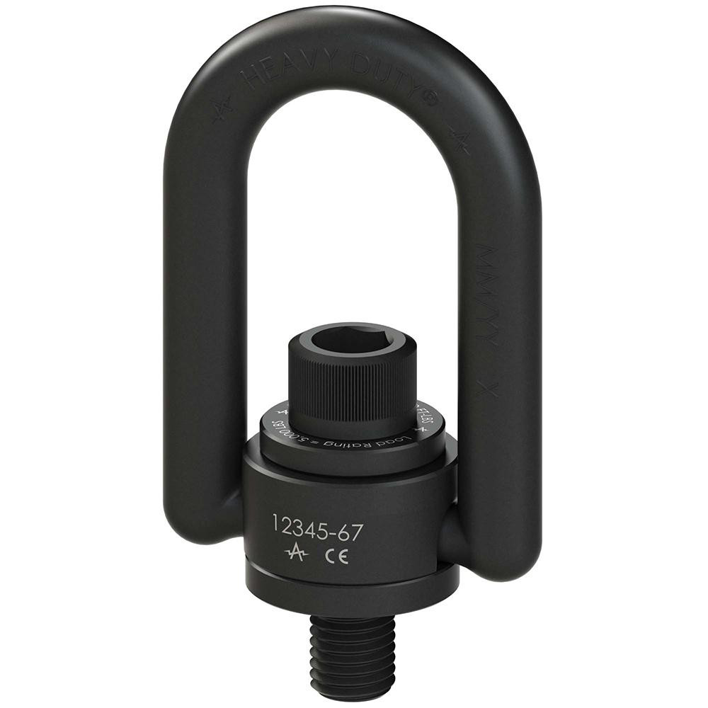 Center Pull Hoist Ring: Screw-On, 8000.000 lb Capacity - 7/8-9 Thread, Black Oxide Alloy Steel