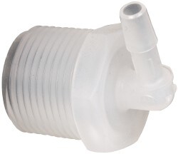 Barbed Tube Elbow: 1/4" Barbs, 3/4" NPT