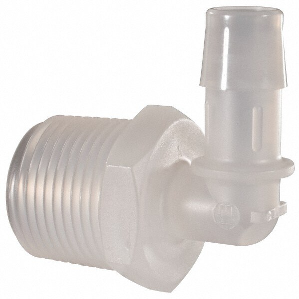 Barbed Tube Elbow: Single Barb, 1/2" Barb, 3/4" NPT
