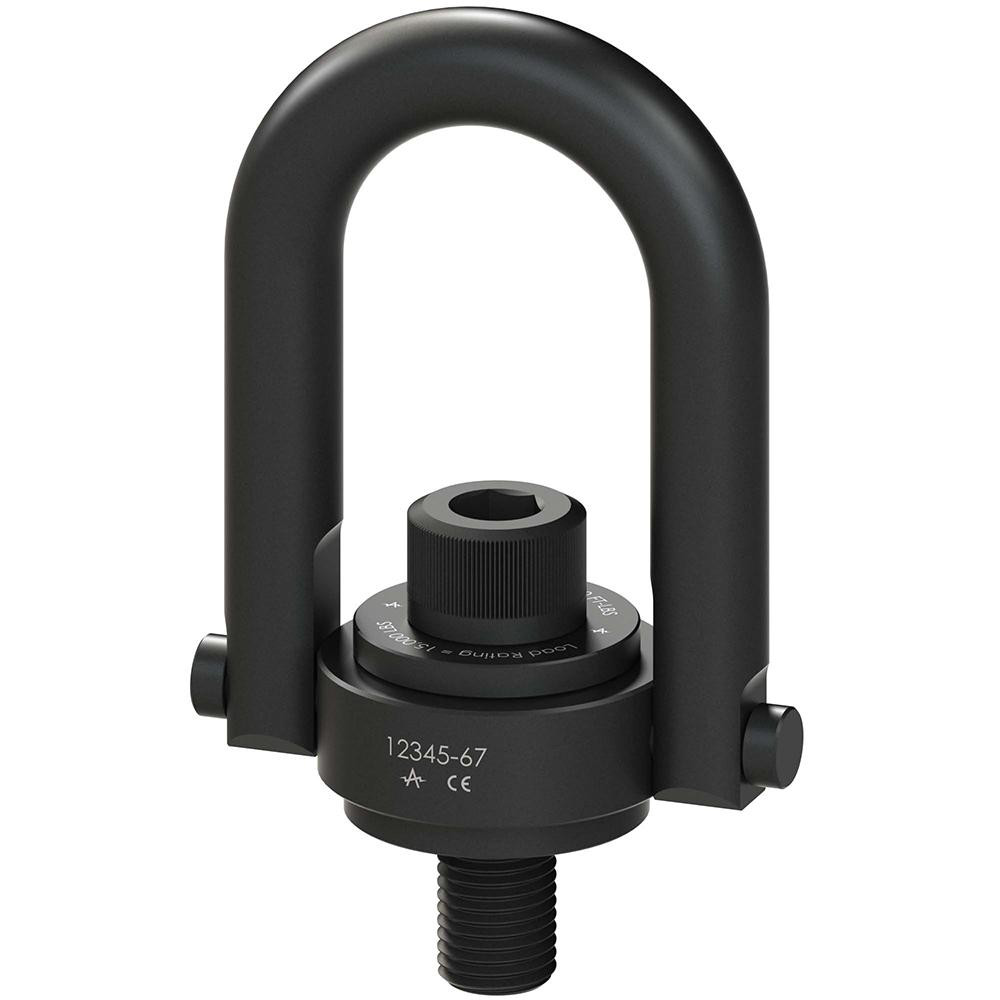 Center Pull Hoist Ring: Screw-On, 5000.000 lb Capacity - 3/4-10 Thread, Black Oxide Alloy Steel