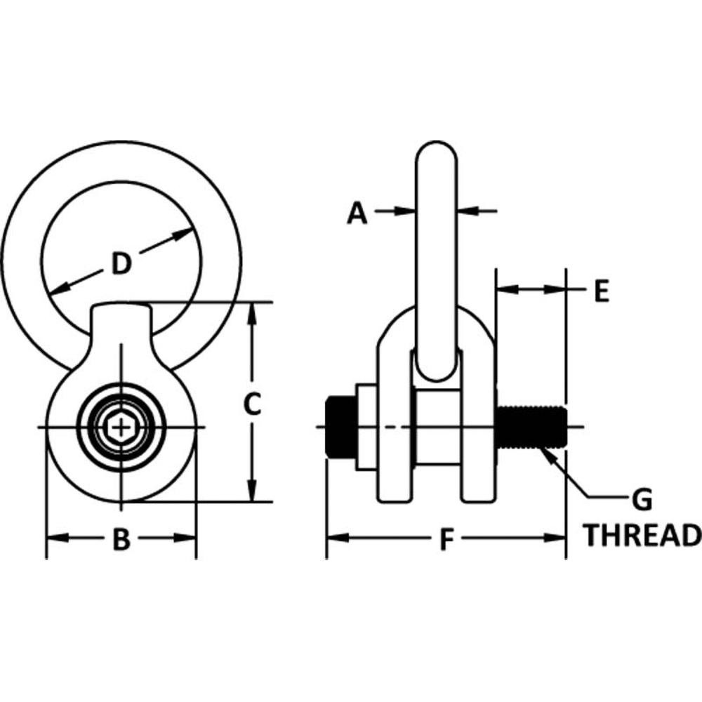 ADB Hoist Rings Side Pull Hoist Ring ScrewOn, 650 kg Capacity, 360