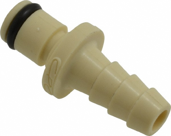 1/8" Nominal Flow, 1/4" ID, Male, Inline Hose Barb-Male Plug - 120 Max psi, 32 to 160&deg;F, Polypropylene Coupling, EPDM O-Ring