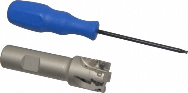 Iscar 3101748 1" Cut Diam, 0.394" Max Depth, 3/4" Shank Diam, Weldon Shank, 3.38" OAL, Indexable Square-Shoulder End Mill Image