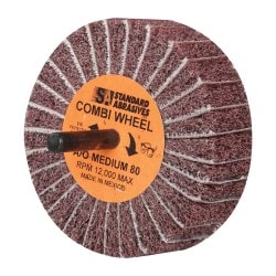 Standard Abrasives 7000122258 Mounted Flap Wheel: 3" Dia, 1" Face Width, 80 Grit, Aluminum Oxide Image