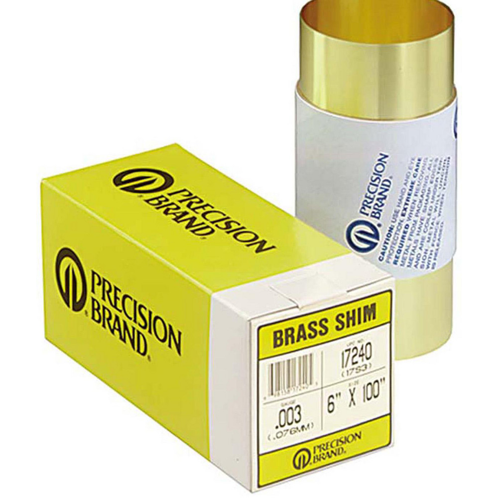 Precision Brand Metal Shim Stock Roll, 60" Long, 6" Wide, 260 Brass