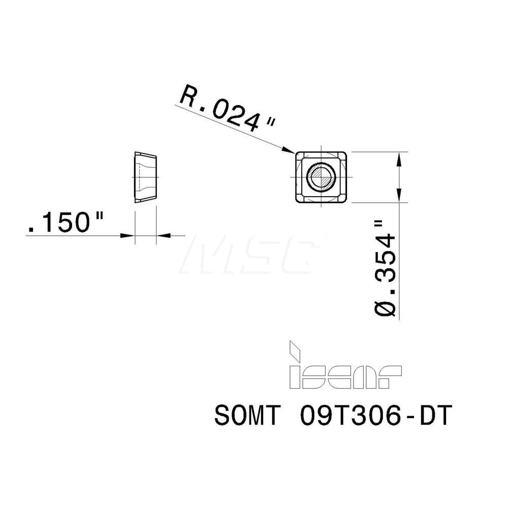 Iscar - Indexable Drill Insert: SOMT09DT IC9080, Solid Carbide