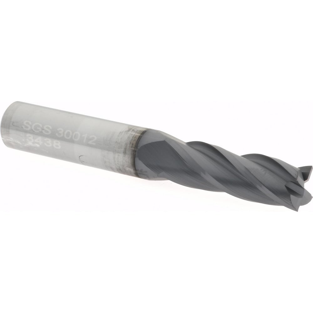 SGS 30012 Square End Mill: 11/32 Dia, 1 LOC, 3/8 Shank Dia, 2-1/2 OAL, 4 Flutes, Solid Carbide Image