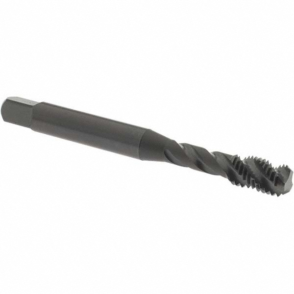 Spiral Flute Tap: 1/4-28 UNF, 3 Flutes, Bottoming, 3B Class of Fit, Vanadium High Speed Steel, Oxide Coated