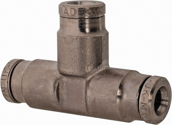 Push-To-Connect Tube to Tube Tube Fitting: Pneufit Union Tee, 3/16" OD