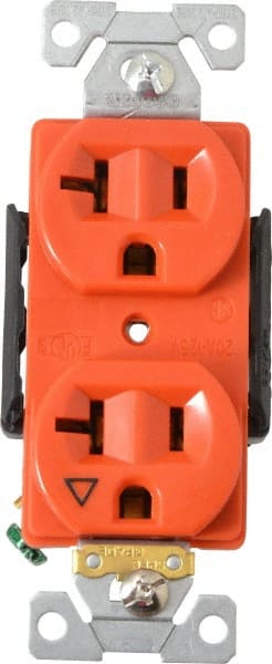 Cooper Industrial Orange ISOLATED Ground Duplex Outlet Receptacle 20A IG5362RN 