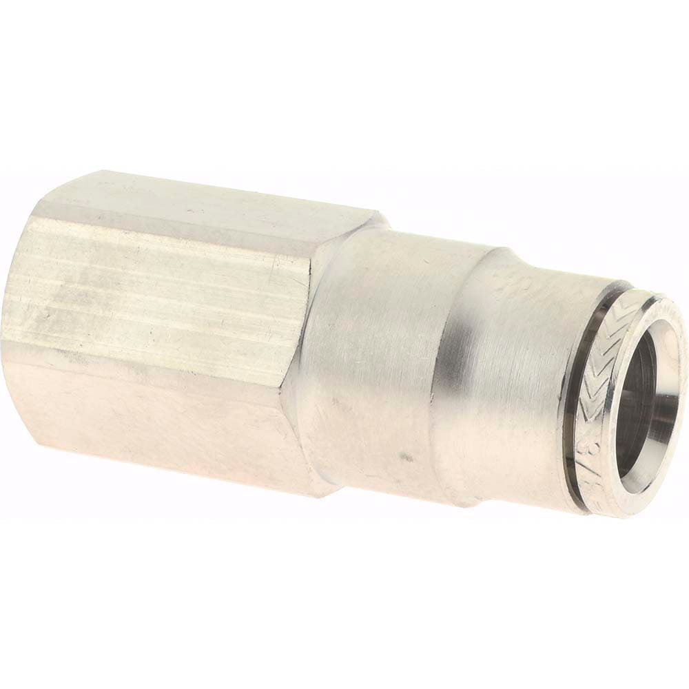 Norgren 124260628 Push-To-Connect Tube to Male & Tube to Male NPT Tube Fitting: Pneufit Female Adapter, Straight, 1/4" Thread, 3/8" OD Image