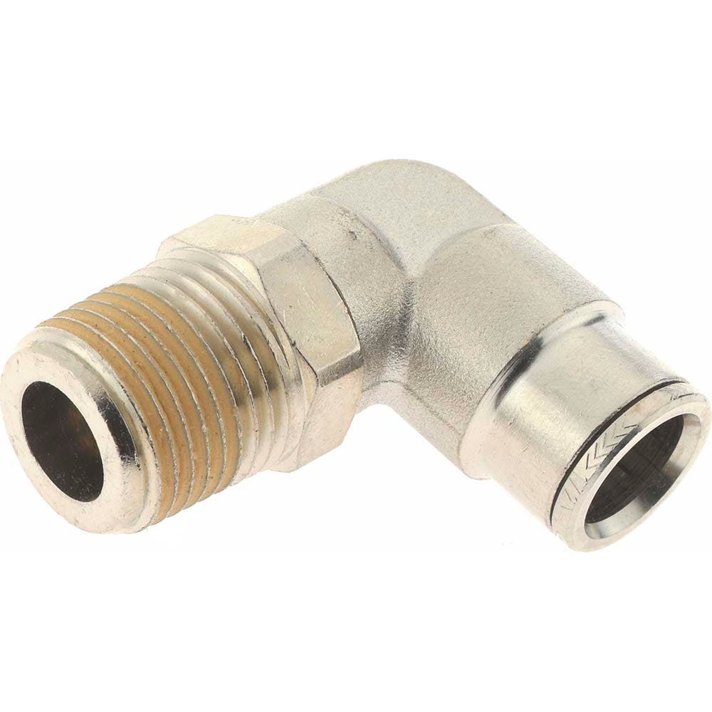 Norgren 124470748 Push-To-Connect Tube to Male & Tube to Male NPT Tube Fitting: Pneufit Swivel Male Elbow, 1/2" Thread, 1/2" OD Image