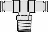 Norgren 124670438 Push-To-Connect Tube to Male & Tube to Male NPT Tube Fitting: Pneufit Swivel Male Tee, 3/8" Thread, 1/4" OD Image