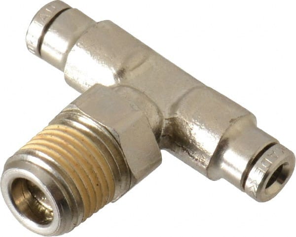 Norgren 124670118 Push-To-Connect Tube to Male & Tube to Male NPT Tube Fitting: Pneufit Swivel Male Tee, 1/8" Thread, 1/8" OD 
