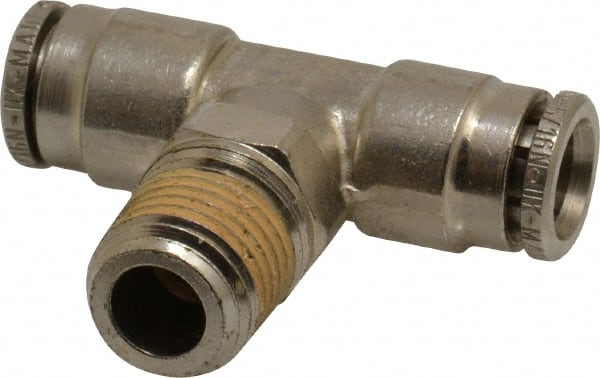 Norgren 124670528 Push-To-Connect Tube to Male & Tube to Male NPT Tube Fitting: Pneufit Swivel Male Tee, 1/4" Thread, 5/16" OD 