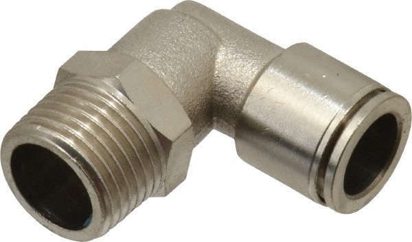 Norgren 12R510428 Push-To-Connect Tube to Male & Tube to Male NPTF Tube Fitting: Pneufit Banjo Adapter, 1/4" Thread, 1/4" OD Image