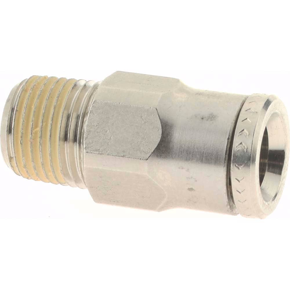 Push-To-Connect Tube to Male & Tube to Male BSPT Tube Fitting: Adapter, Straight, 1/8" Thread, 1/4" OD