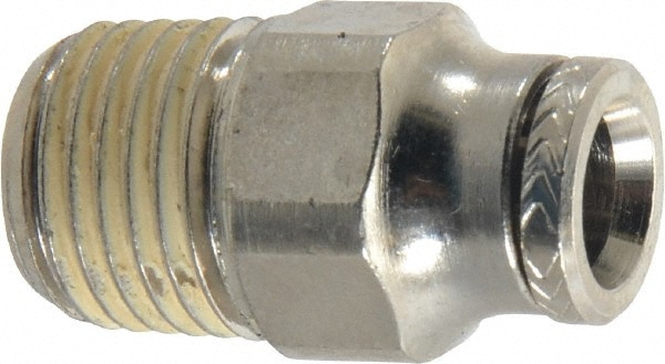Push-To-Connect Tube to Male & Tube to Male BSPT Tube Fitting: Adapter, Straight, 1/4" Thread, 1/4" OD
