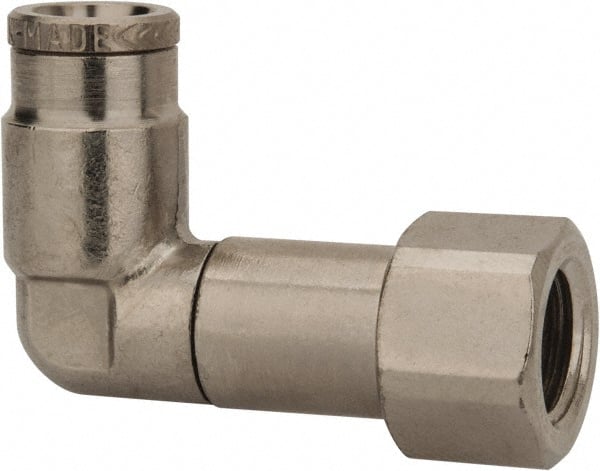 Norgren 124480418 Push-To-Connect Tube to Female & Tube to Female NPT Tube Fitting: Pneufit Swivel Female Elbow, 1/8" Thread, 1/4" OD 