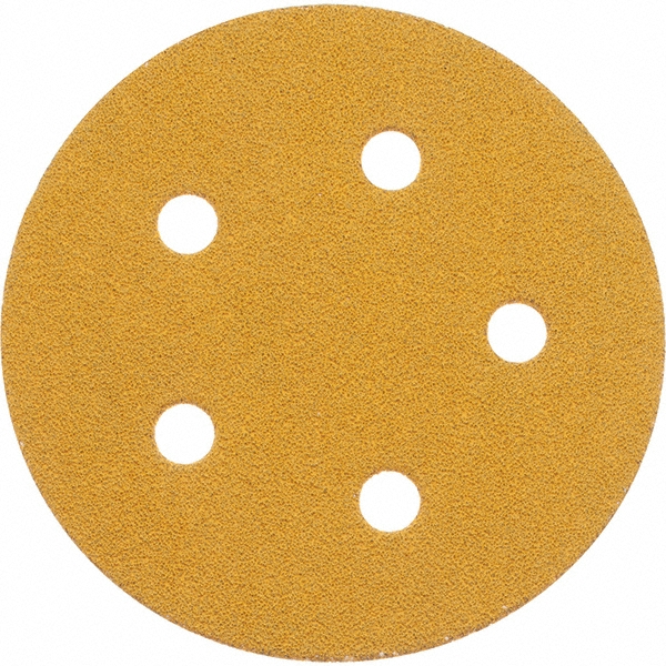 Hook & Loop Disc: 5" Dia, 320 Grit, Coated, Aluminum Oxide - C-Weighted, Paper Backing, Extra Fine Grade