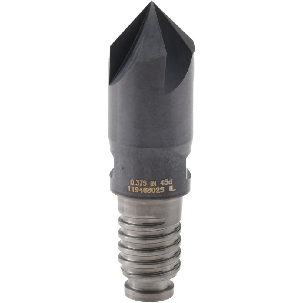 Corner Chamfer End Mill Head: 3/8" Dia, 45 °, 0.075" Width, 4 Flute