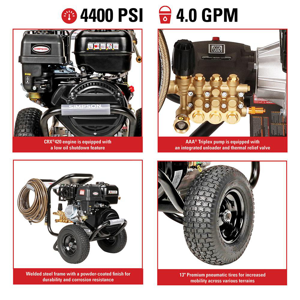 SATOSHI。 Simpson - PowerShot Cold Water Pressure Washer, 4400 PSI / 4 GPM
