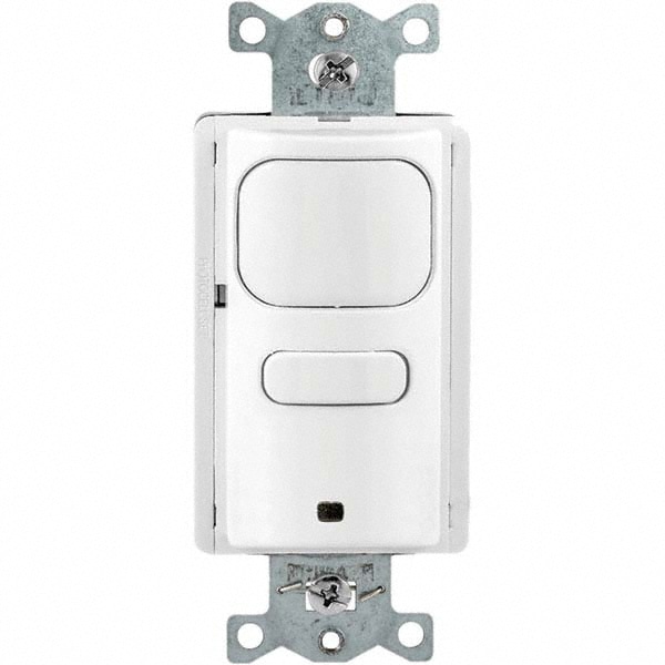 Motion Sensing Wall Switches; Switch Type: Occupancy or Vacancy Sensor ; Sensor Type: Ultasonic; Infared ; Coverage (Sq. Ft.): 1000 ; Adjustment Type: Self-adjusting Delay ; Color: White ; Recommended Environment: Indoor