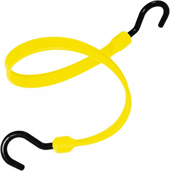 Heavy-Duty Bungee Strap Tie Down: Overmolded Nylon Hook, Non-Load Rated - 18" OAL, Yellow