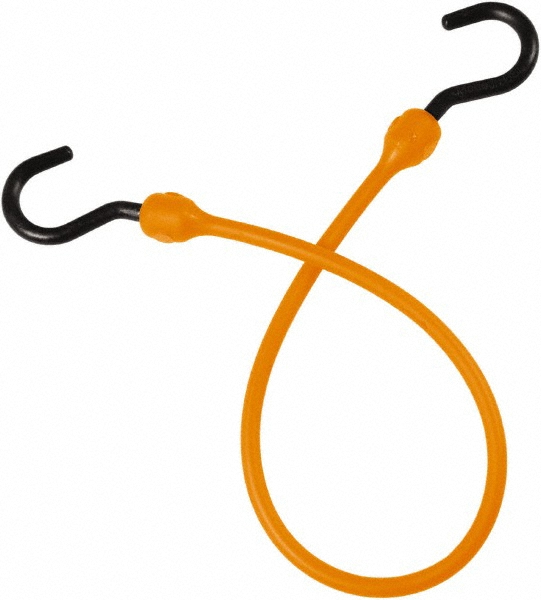Bungee Cord Tie Down: Overmolded Nylon Hook, Non-Load Rated - 12" OAL, Red