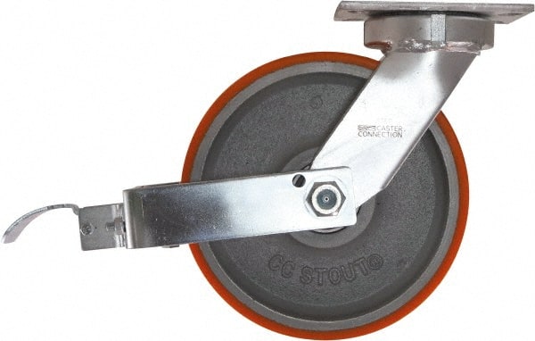 Swivel Top Plate Caster: Polyurethane, 10" Wheel Dia, 3" Wheel Width, 2,750 lb Capacity, 11-1/2" OAH