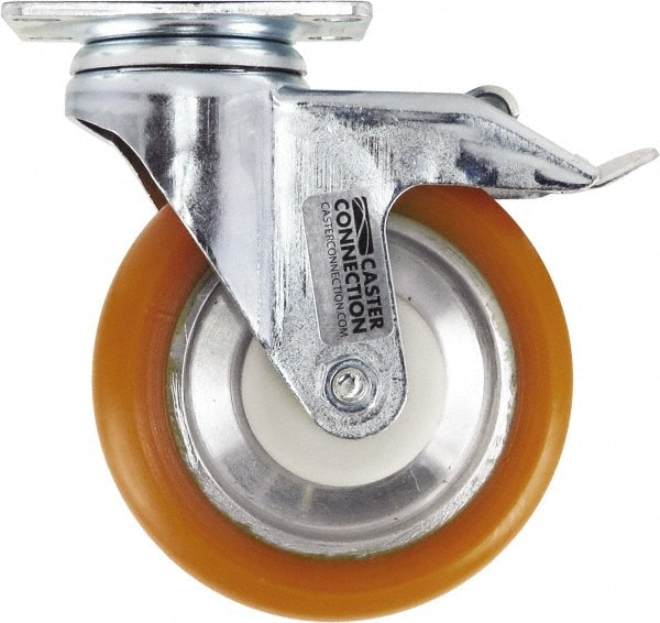 Caster Connection CDP-MSC-146 Swivel Top Plate Caster: Polyurethane, 5" Wheel Dia, 1-1/4" Wheel Width, 450 lb Capacity, 6-1/4" OAH 