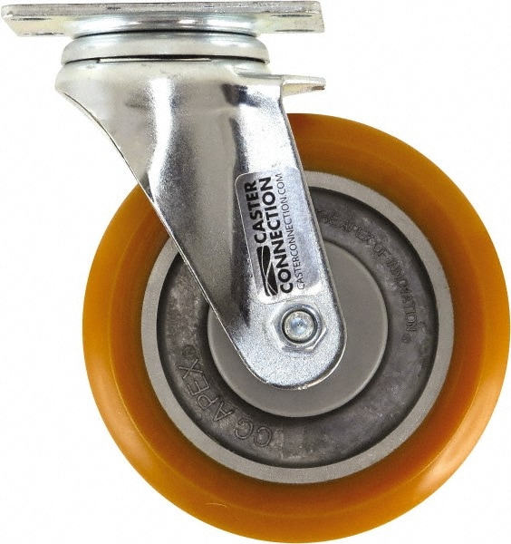 Caster Connection CDP-MSC-145 Swivel Top Plate Caster: Polyurethane, 5" Wheel Dia, 1-1/4" Wheel Width, 450 lb Capacity, 6-1/4" OAH 