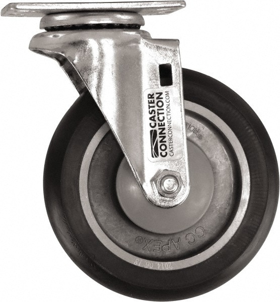 Caster Connection CDP-MSC-137 Swivel Top Plate Caster: Polyurethane, 5" Wheel Dia, 1-1/4" Wheel Width, 450 lb Capacity, 6-1/4" OAH Image