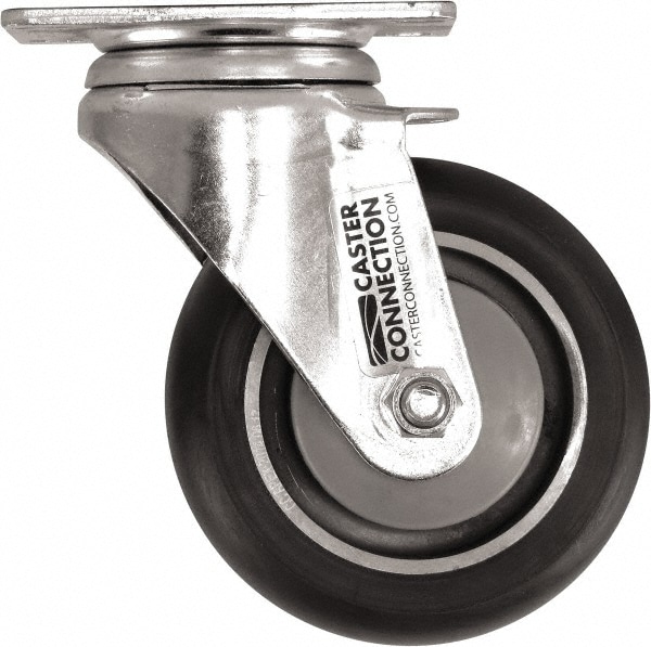 Caster Connection CDP-MSC-134 Swivel Top Plate Caster: Polyurethane, 4" Wheel Dia, 1-1/4" Wheel Width, 400 lb Capacity, 5-1/8" OAH 