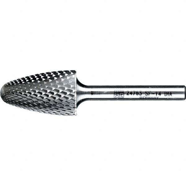 PFERD SF-14, 3/4" Cut Diam, 1/4" Shank Diam, Tungsten Carbide Diamond Cut Tree w/ Radius Burr - 3" OAL, 1-1/4" LOC | Part #24763
