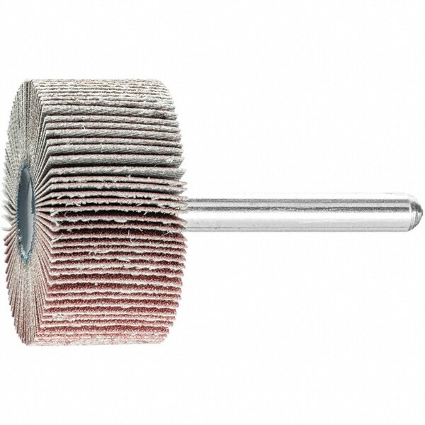 Mounted Flap Wheel: 1-1/2" Dia, 1" Face Width, 180 Grit, Aluminum Oxide