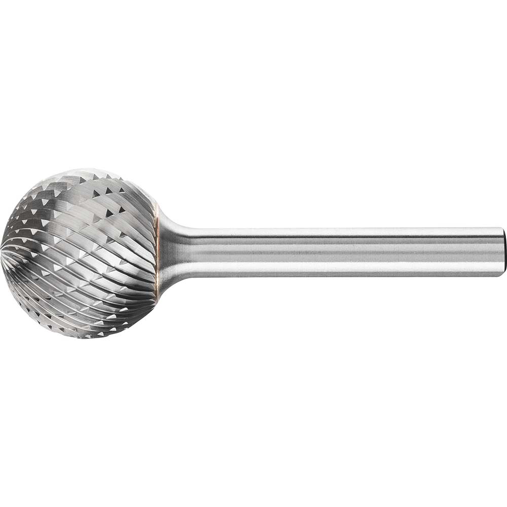 PFERD SD-7, 3/4" Cut Diam, 1/4" Shank Diam, Tungsten Carbide Double Cut Ball Burr - 2-13/16" OAL, 11/16" LOC | Part #24602