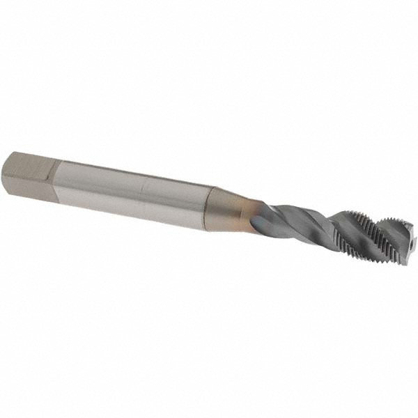 Spiral Flute Tap: 3/8-32 UNF, 3 Flutes, Semi-Bottoming, 2B Class of Fit, Powdered Metal, TICN Coated