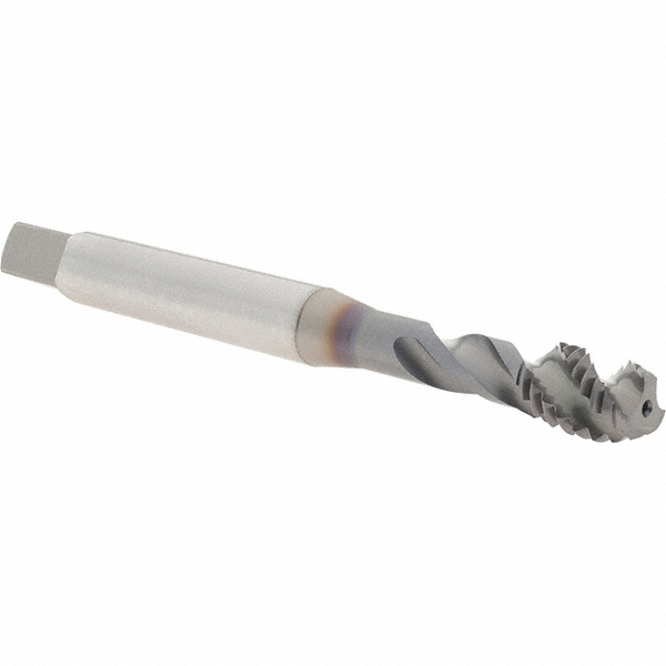 Spiral Flute Tap: 3/8-16 UNC, 3 Flutes, Semi-Bottoming, 2B Class of Fit, Powdered Metal, V Coated