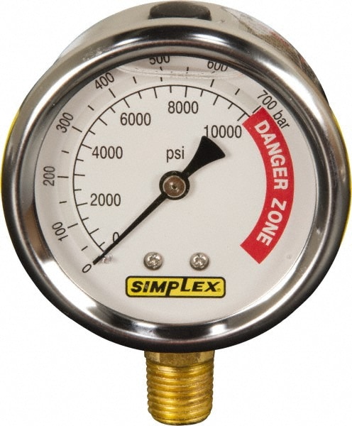 0 - 10,000 psi Liquid-Filled Hydraulic Pressure Gauge