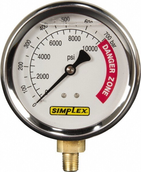 0 - 10,000 psi Liquid-Filled Hydraulic Pressure Gauge