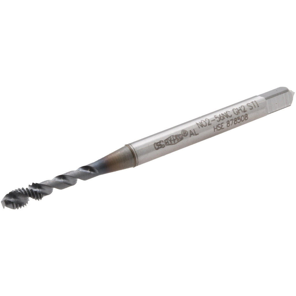 OSG | HY-PRO Spiral Flute STI Tap: #2-56, 2 Flute, Semi-Bottoming, 2B Class of Fit, High-Speed Steel, V Finish - 0.1870" Shank Dia, 1/2" Thread
