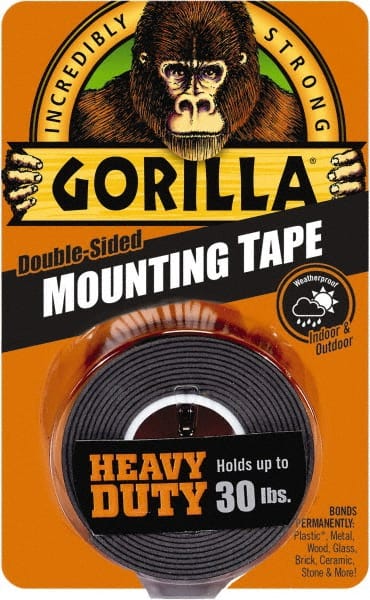 Black Double-Sided Polyethylene Film Tape: 1" Wide, 60 yd Long, 43 mil Thick, Acrylic Adhesive
