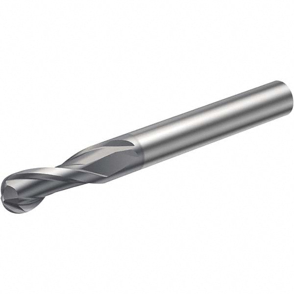 Ball End Mill: 1/8" Dia, 1/4" LOC, 2 Flute, Solid Carbide