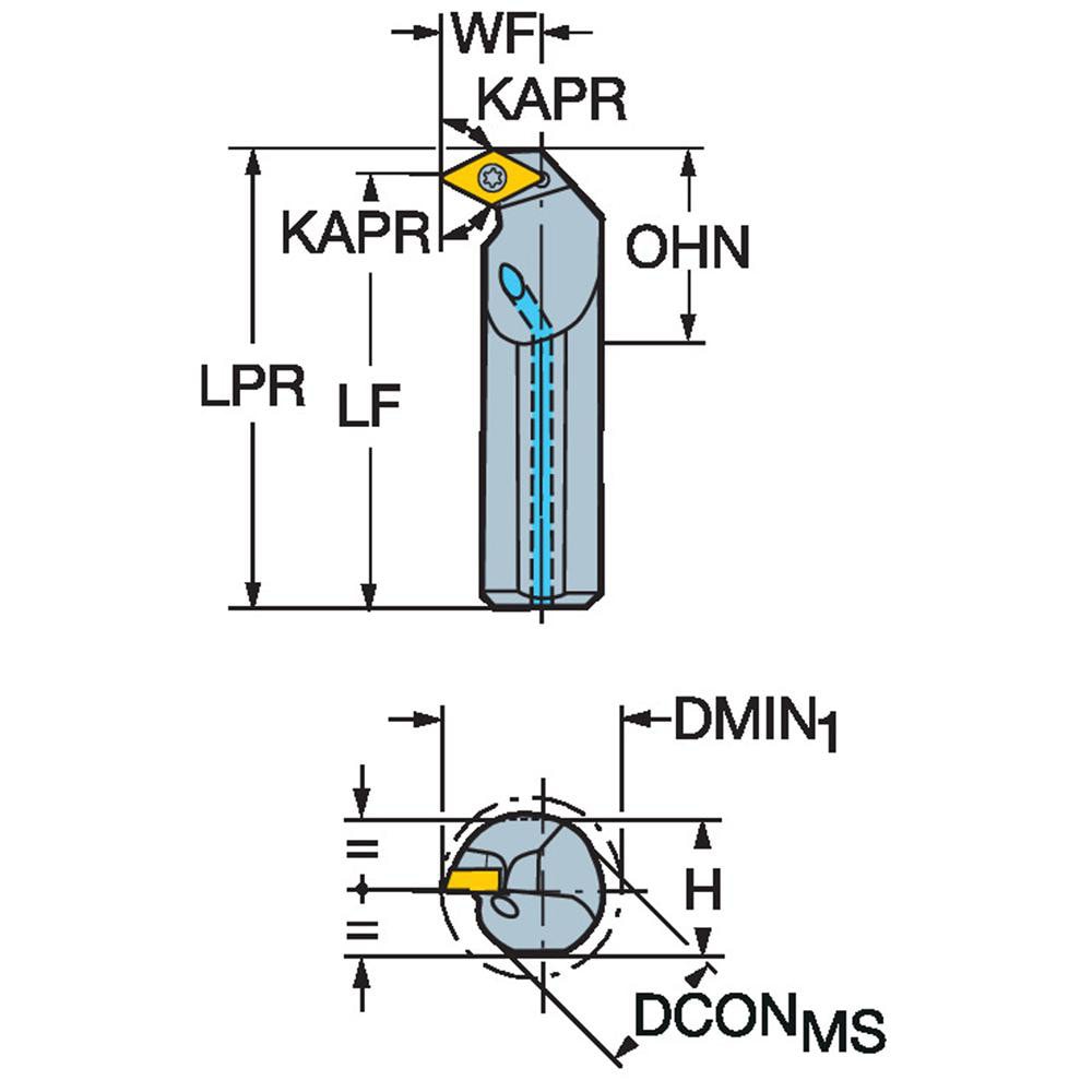 Sandvik Coromant - Indexable Boring Bar: A10R-SDXPR2-E, 0.8504" Min ...