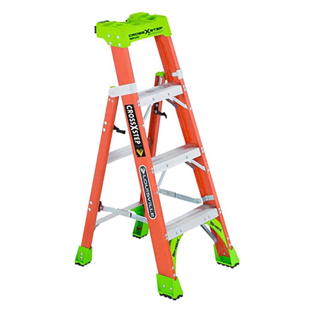 Louisville FXS1504 3-Step Ladder: Fiberglass, Type IA, 4 OAH 