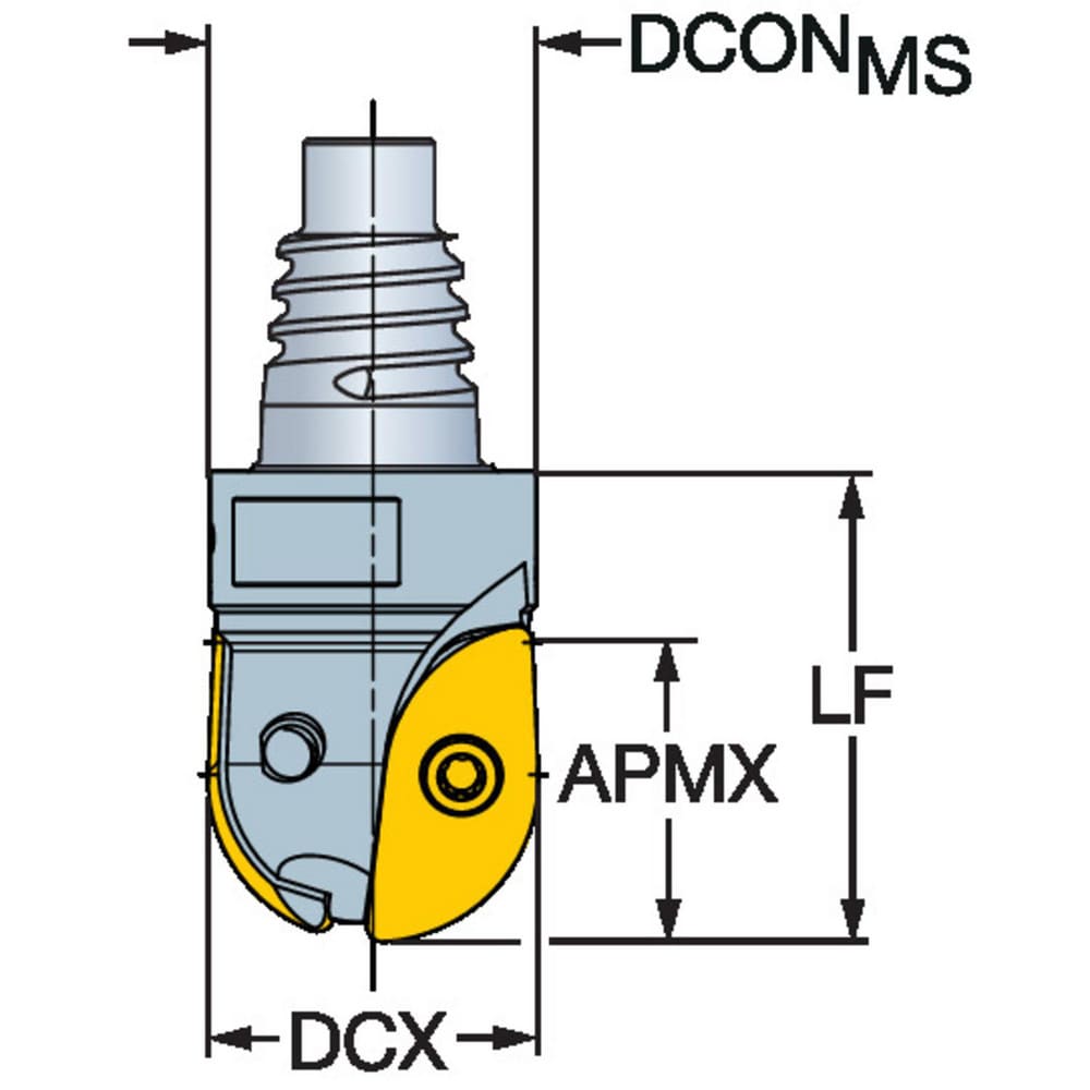 Sandvik Coromant - Indexable Ball Nose End Mill: 3/4" Cut Dia, Steel, 1 ...