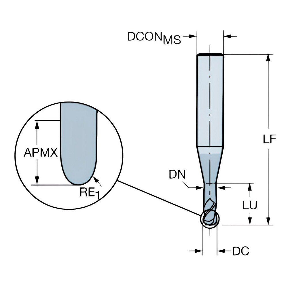 Sandvik Coromant - Ball End Mill: 0.40 Mm Dia, 0.40 Mm LOC, 2 Flute ...