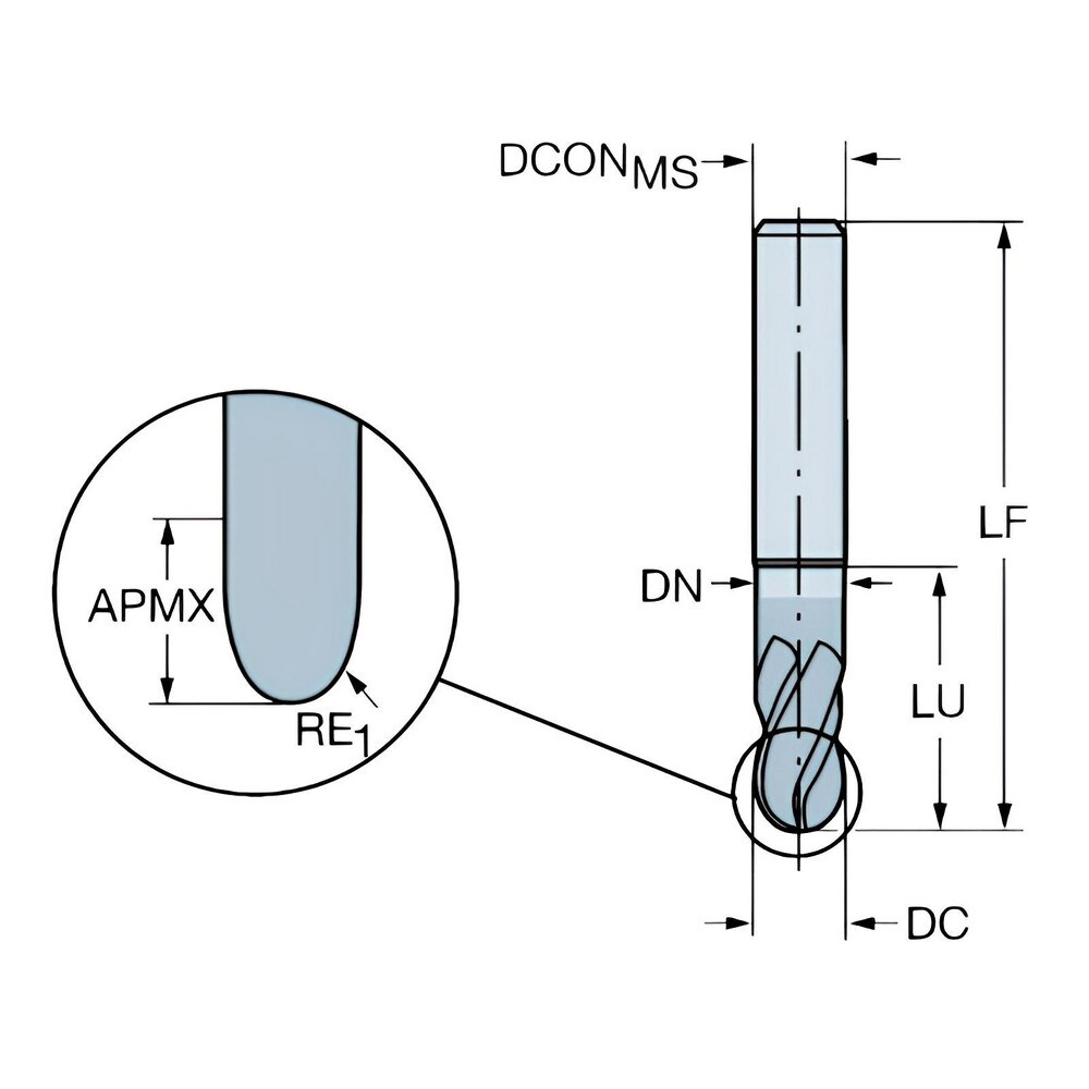 Sandvik Coromant - Ball End Mill: 6.00 Mm Dia, 6.00 Mm LOC, 2 Flute ...